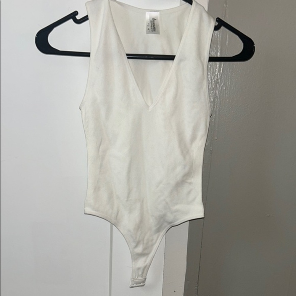 Dynamic Ribbed Bodysuit White- One Size